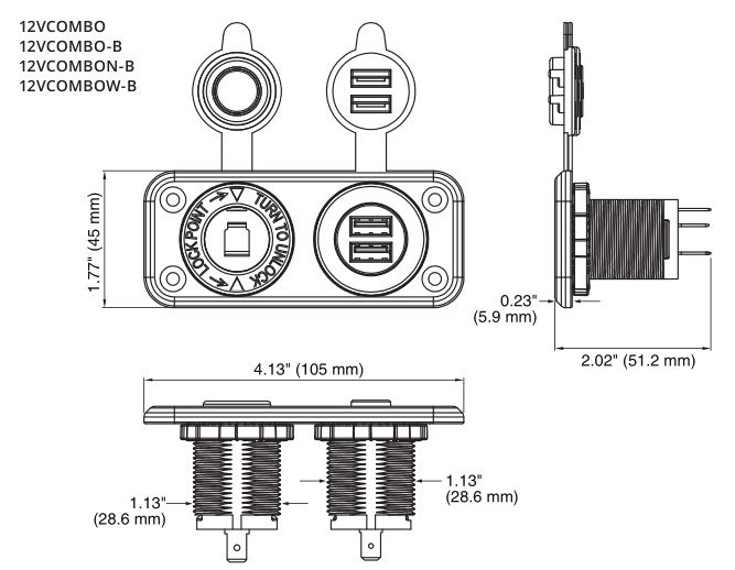 12VCOMBO SeaLink 2x gniazdo ładowania USB i gniazdo 12V 12VCOMBO SeaLink 2x gniazdo ładowania USB i gniazdo 12V
