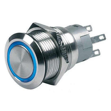 Włącznik nierdzewny MOM, niebieski LED, 24V Włącznik nierdzewny MOM, niebieski LED, 24V