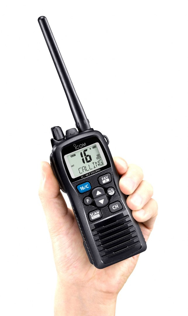 Radiotelefon morski IC-M73EURO, dryfujący i pływający, z nagrywaniem, IPX8, 6W