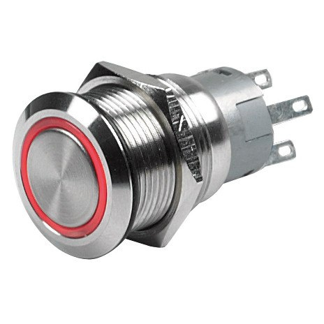 Włącznik nierdzewny MOM, czerwony LED, 24V Włącznik nierdzewny MOM, czerwony LED, 24V