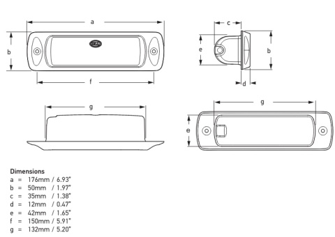 2LT 980 747-101 Lampa oświetlenia pokładu LED Sea Hawk-R, czarna obudowa (wpuszczana)