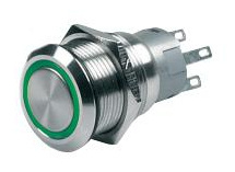 80-511-0012-01 Włącznik on-off, chwilowy, zielony LED, 12V