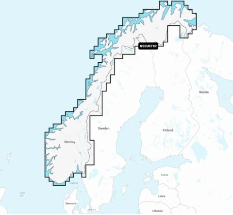 Mapa Garmin Navionics+ Regular NSEU071R (Norwegia, jeziora i rzeki) na kacie mSD