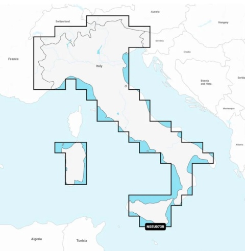 Mapa Garmin Navionics+ Regular NSEU073R (Włochy, jeziora i rzeki) na kacie mSD