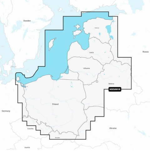 Mapa Garmin Navionics+ Regular NSEU081R (Morze Bałtyckie, wschodnie wybrzeże) na kacie mSD