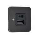 SC-TILE-10 Gniazdo ładowania USB-A i C 12/24V, wewnętrzne, z czarną ramką, seria TILE