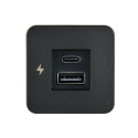 SC-TILE-10 Gniazdo ładowania USB-A i C 12/24V, wewnętrzne, z czarną ramką, seria TILE