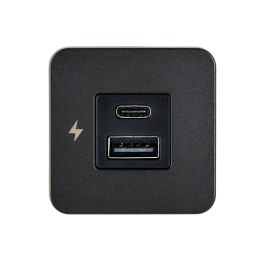 SC-TILE-10 Gniazdo ładowania USB-A i C 12/24V, wewnętrzne, z czarną ramką, seria TILE