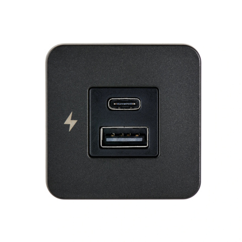 SC-TILE-10 Gniazdo ładowania USB-A i C 12/24V, wewnętrzne, z czarną ramką, seria TILE SC-TILE-10 Gniazdo ładowania USB-A i C 12/24V, wewnętrzne, z czarną ramką, seria TILE
