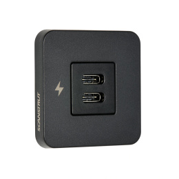SC-TILE-20 Podwójne gniazdo ładowania wewnętrznego USB-C, seria TILE, 12/24V - czarna ramka