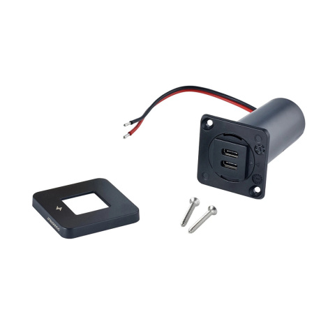 SC-TILE-20 Podwójne gniazdo ładowania wewnętrznego USB-C, seria TILE, 12/24V - czarna ramka SC-TILE-20 Podwójne gniazdo ładowania wewnętrznego USB-C, seria TILE, 12/24V - czarna ramka