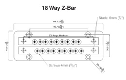 777-Z18W-200 Listwa minusowa Z-bar 200A, 18-drożna MC10, seria Pro Installer